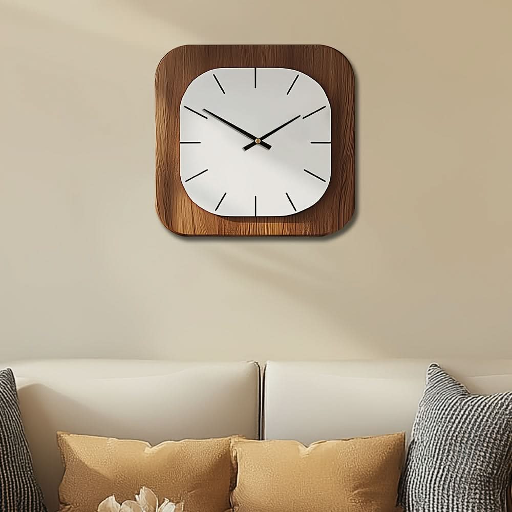Rustic Square Wooden Wall Clock for Timeless Charm