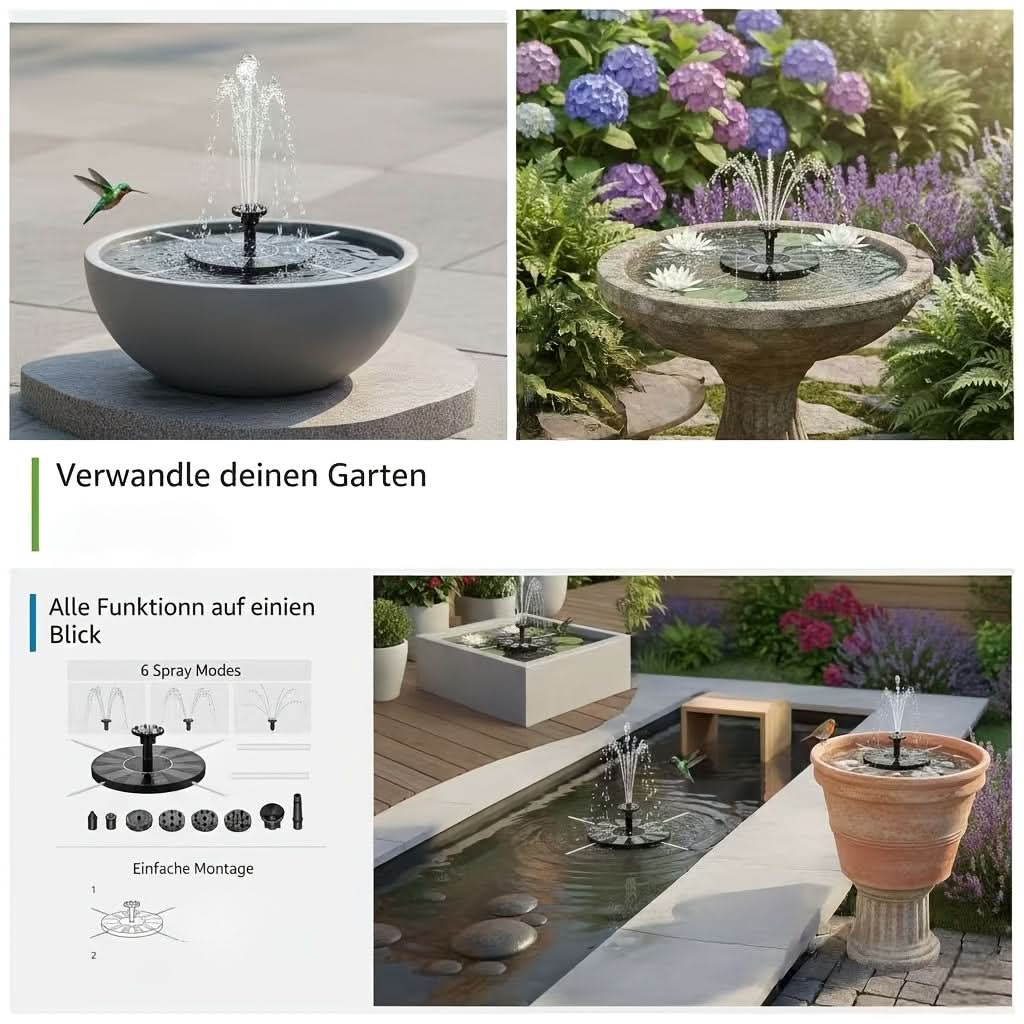 SUNSPARK – Eco-Friendly Solar Fountain Pump for Your Garden