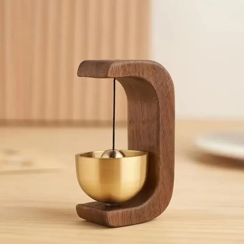 Elegant Wireless Doorbell with Brass Tone and Wooden Design