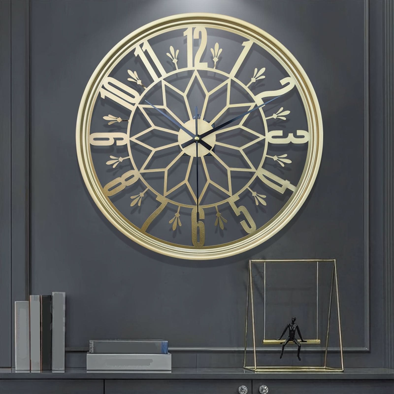 Elegant 40 cm Round Iron Wall Clock for Modern Spaces