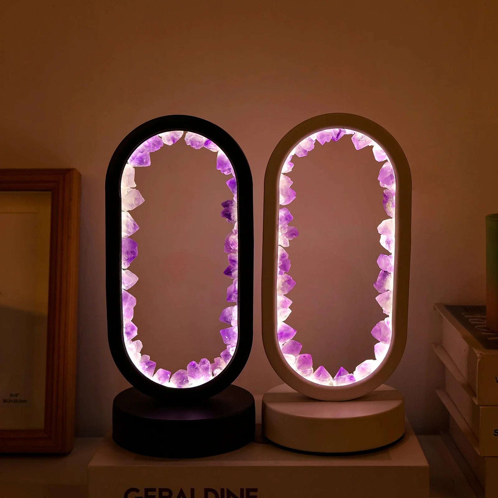 Natural Amethyst Table Lamp - Artisan Crafted