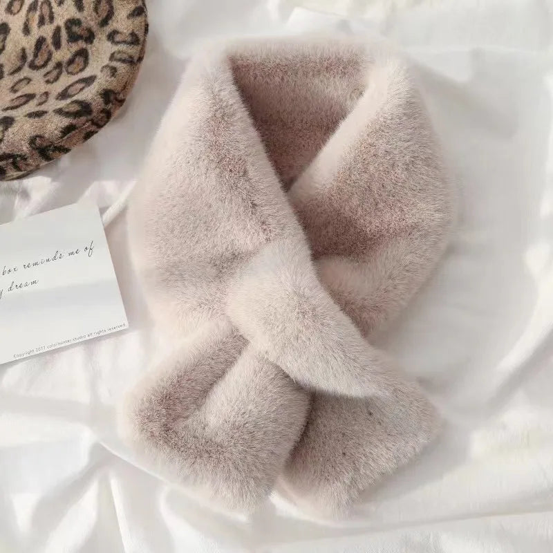 Luxurious Plush Winter Scarf with Cross Collar Design