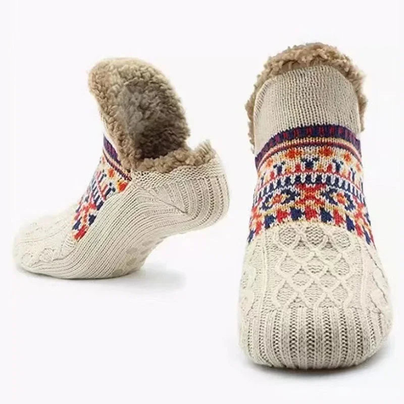 Cozy Winter Socks with Festive Snow Design