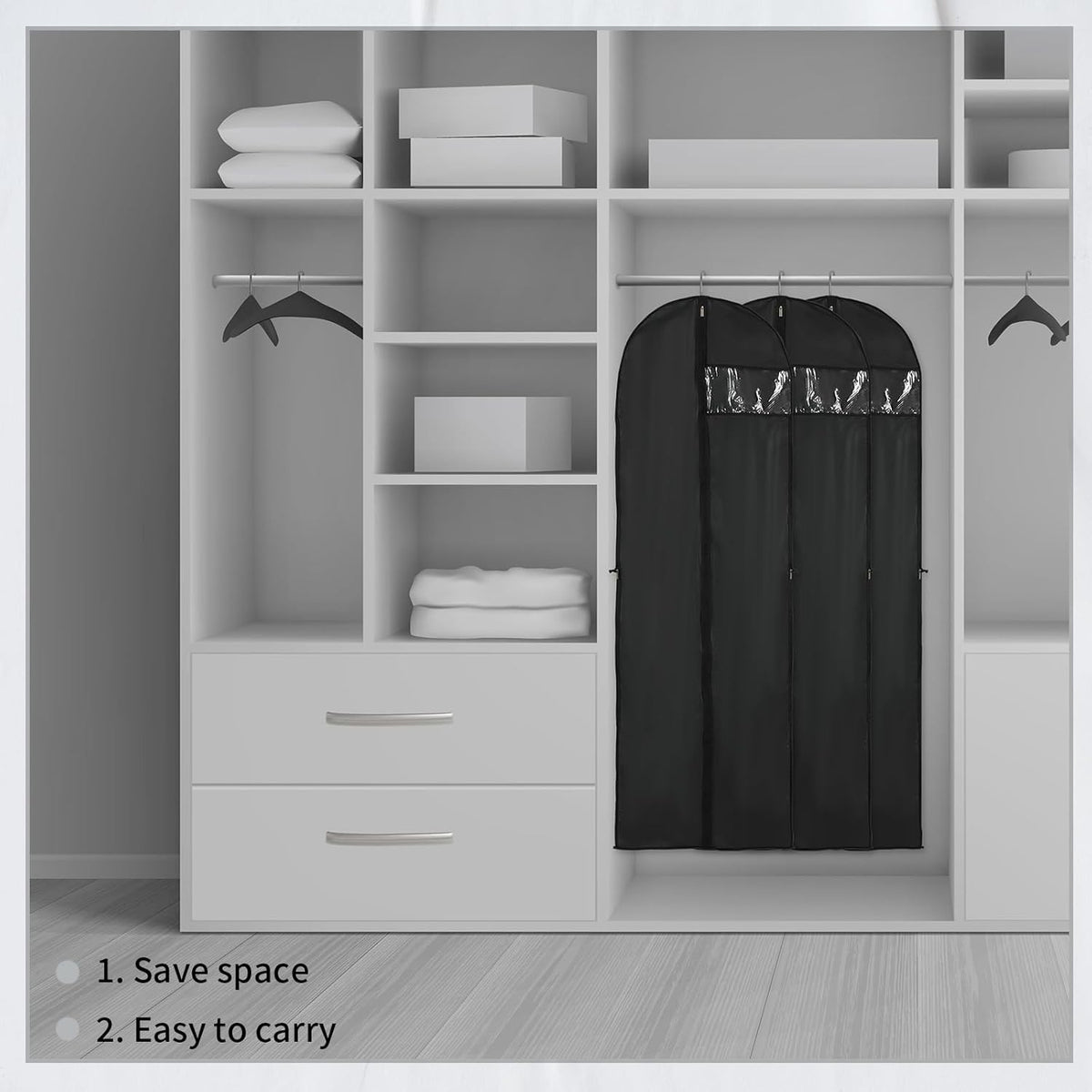 180 cm Garment Bag with Zip and Viewing Window – Long Storage Cover for Fall (Buy 1, Get 1 FREE)