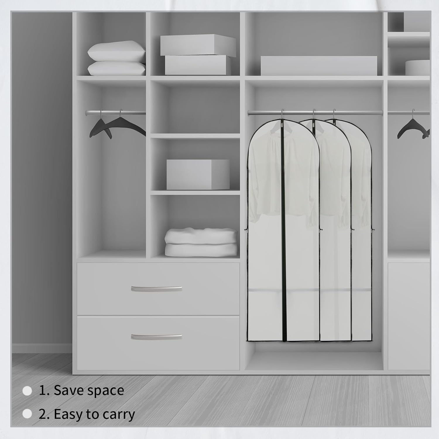 180 cm Garment Bag with Zip and Viewing Window – Long Storage Cover for Fall (Buy 1, Get 1 FREE)