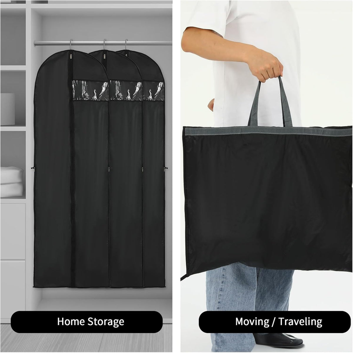 180 cm Garment Bag with Zip and Viewing Window – Long Storage Cover for Fall (Buy 1, Get 1 FREE)