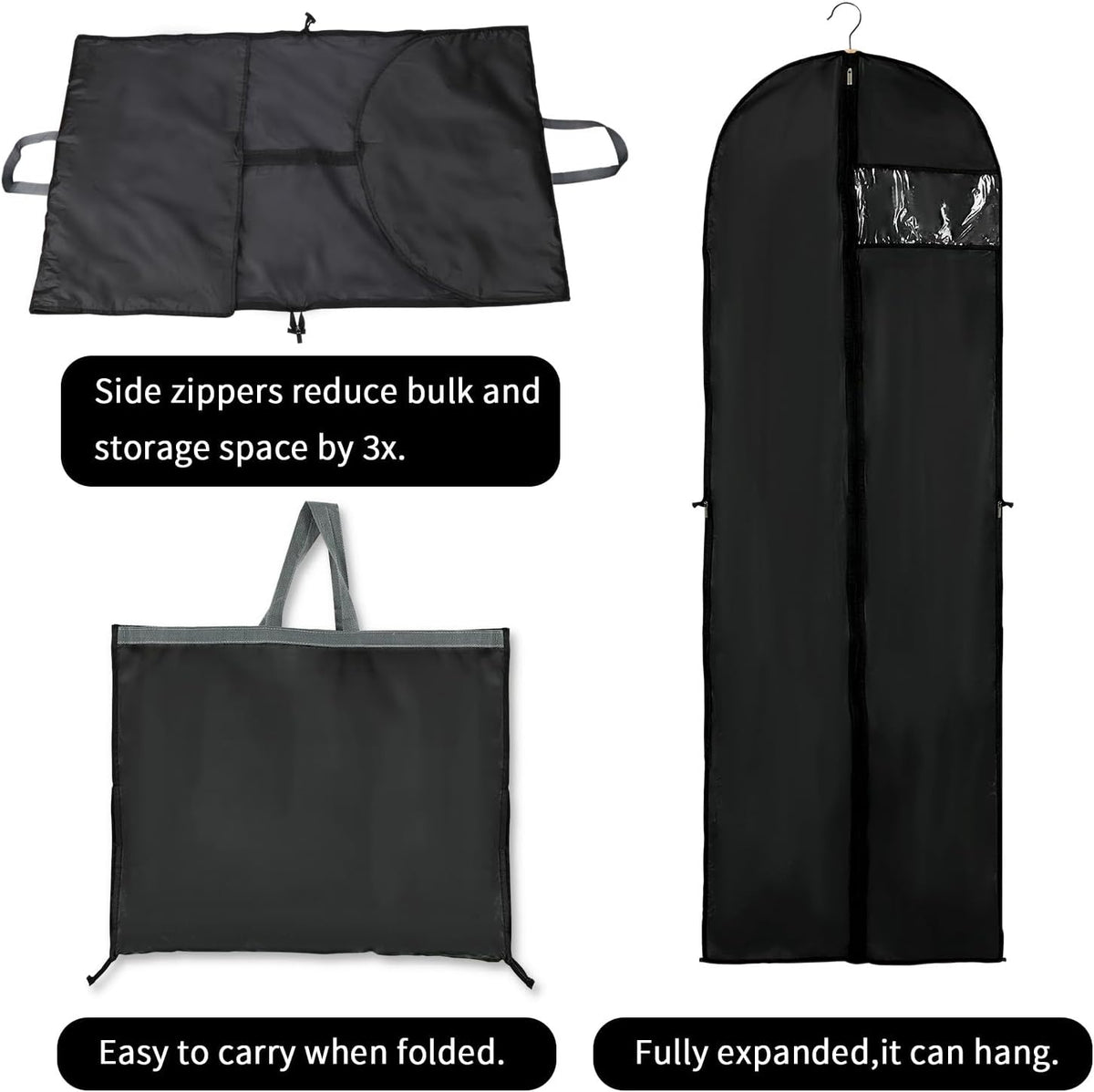 180 cm Garment Bag with Zip and Viewing Window – Long Storage Cover for Fall (Buy 1, Get 1 FREE)