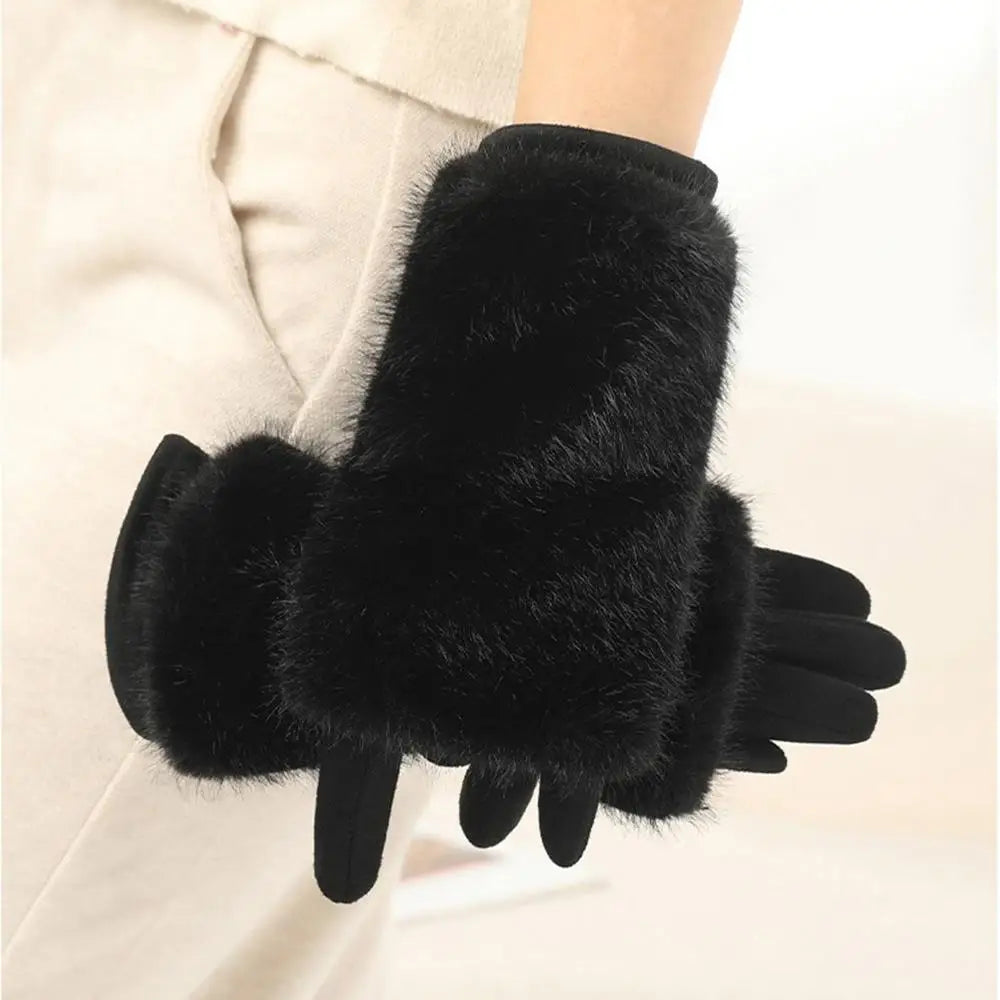 Chic Suede Winter Gloves with Touchscreen Capability