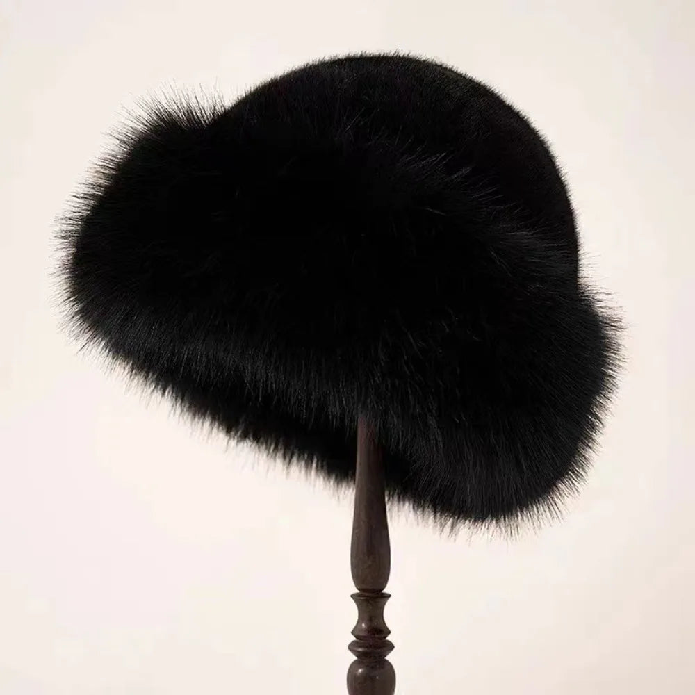 Chic Faux Fur Winter Bucket Hat for Women