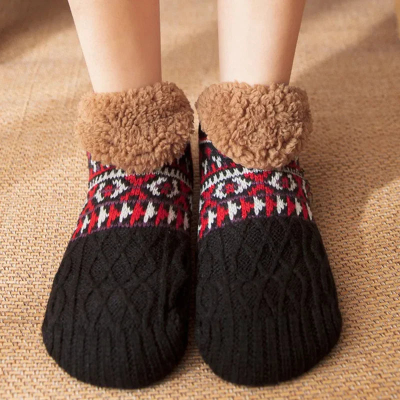 Cozy Winter Socks with Festive Snow Design