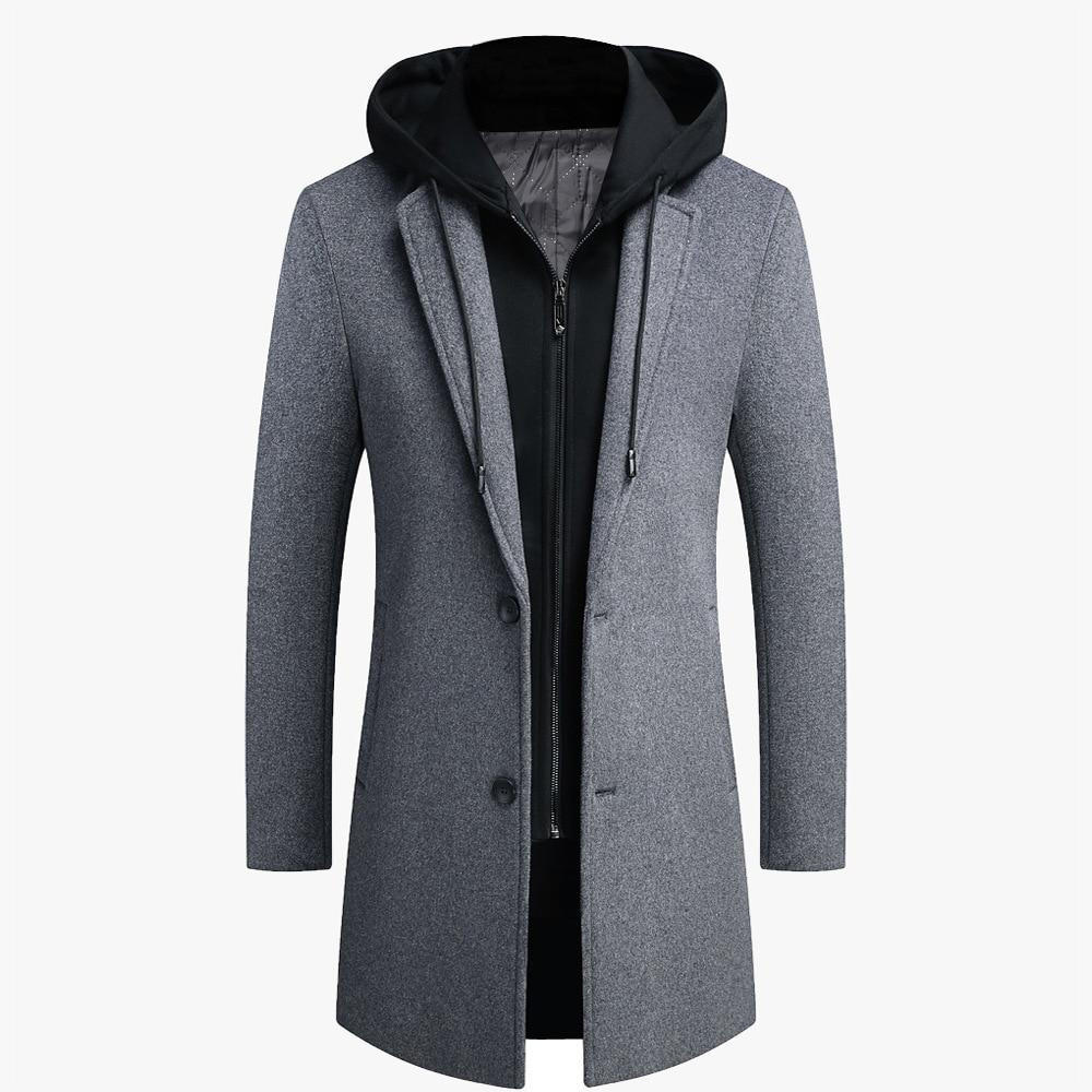 Stylish Wool Trench Coat with Detachable Hood
