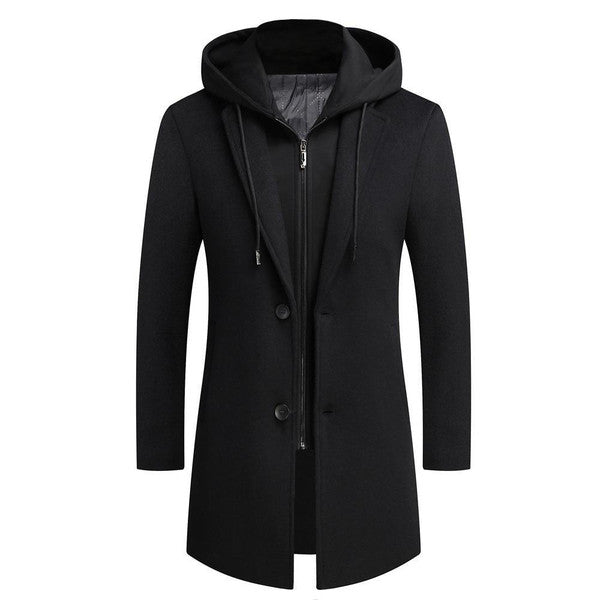 Stylish Wool Trench Coat with Detachable Hood