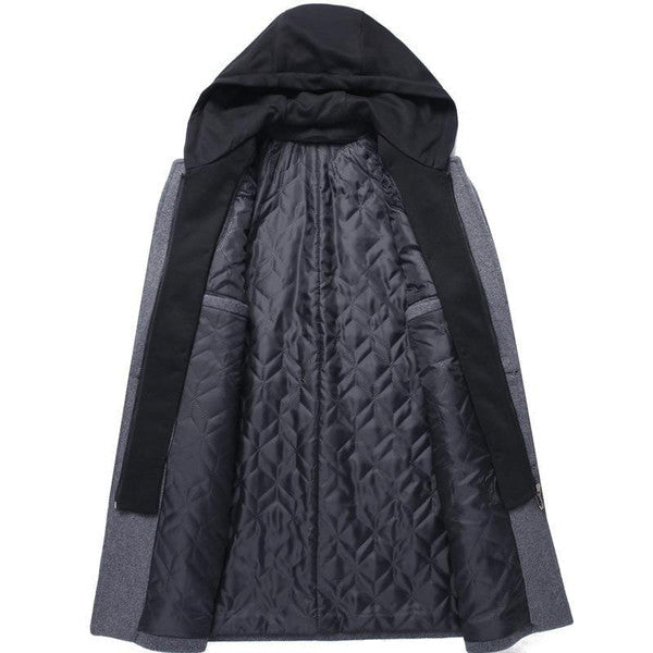 Stylish Wool Trench Coat with Detachable Hood