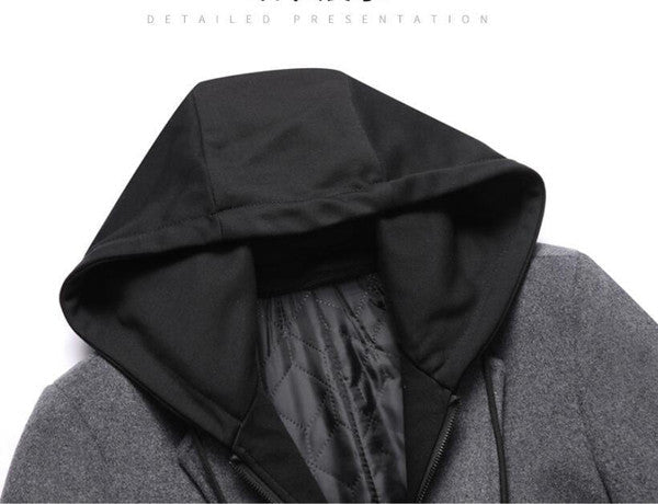 Stylish Wool Trench Coat with Detachable Hood