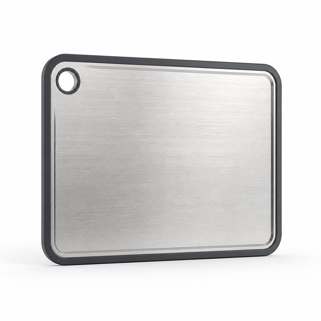 Dual-Sided Metal Top & Juice-Groove Cutting Board (Hanging Hole)