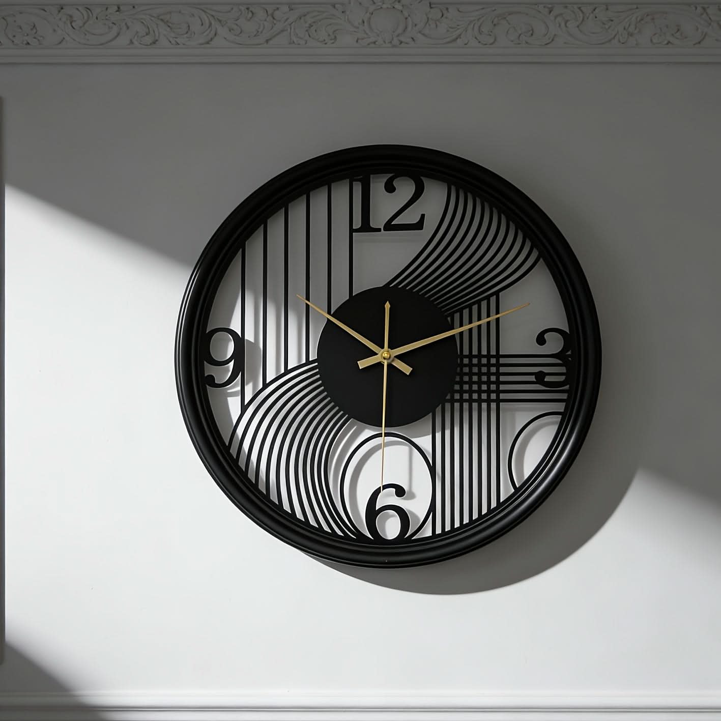 Gilded Harmony – 40cm Silent 3D Iron Wall Clock for Chic Interiors