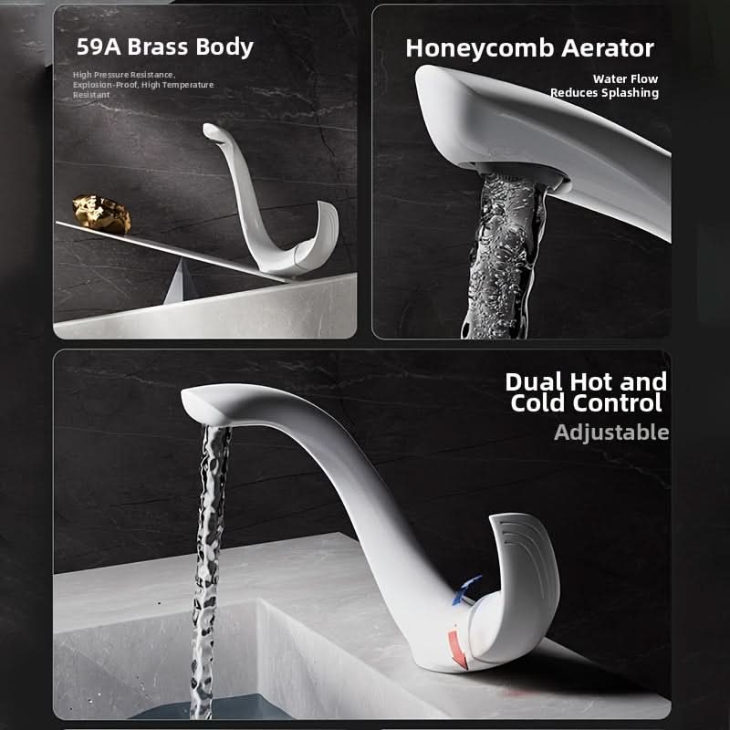 Elegant White C-Curve Bathroom Basin Faucet