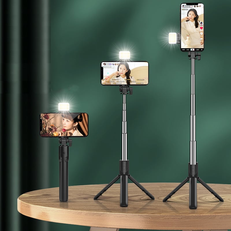 Versatile 6-in-1 Bluetooth Selfie Stick with Adjustable Light