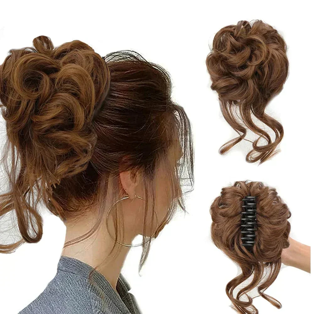 Effortless Volume Curly Bun Accessory – Clip-In Hairpiece for Instant Style