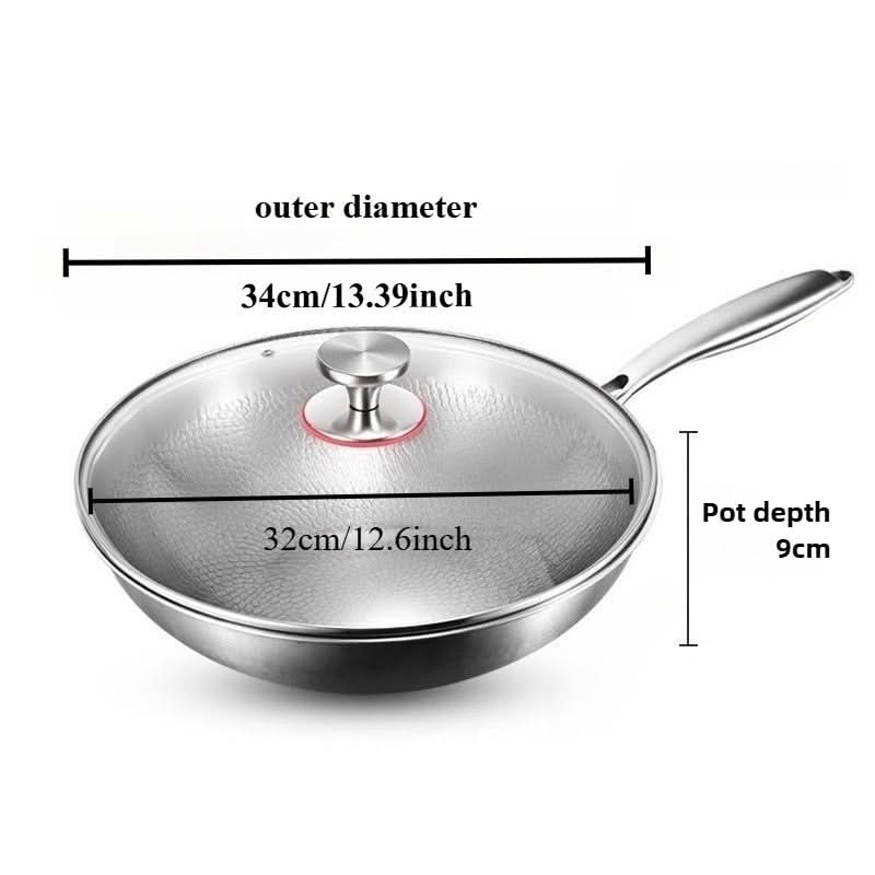 Elegant Hammered Steel Wok with Sturdy Glass Lid