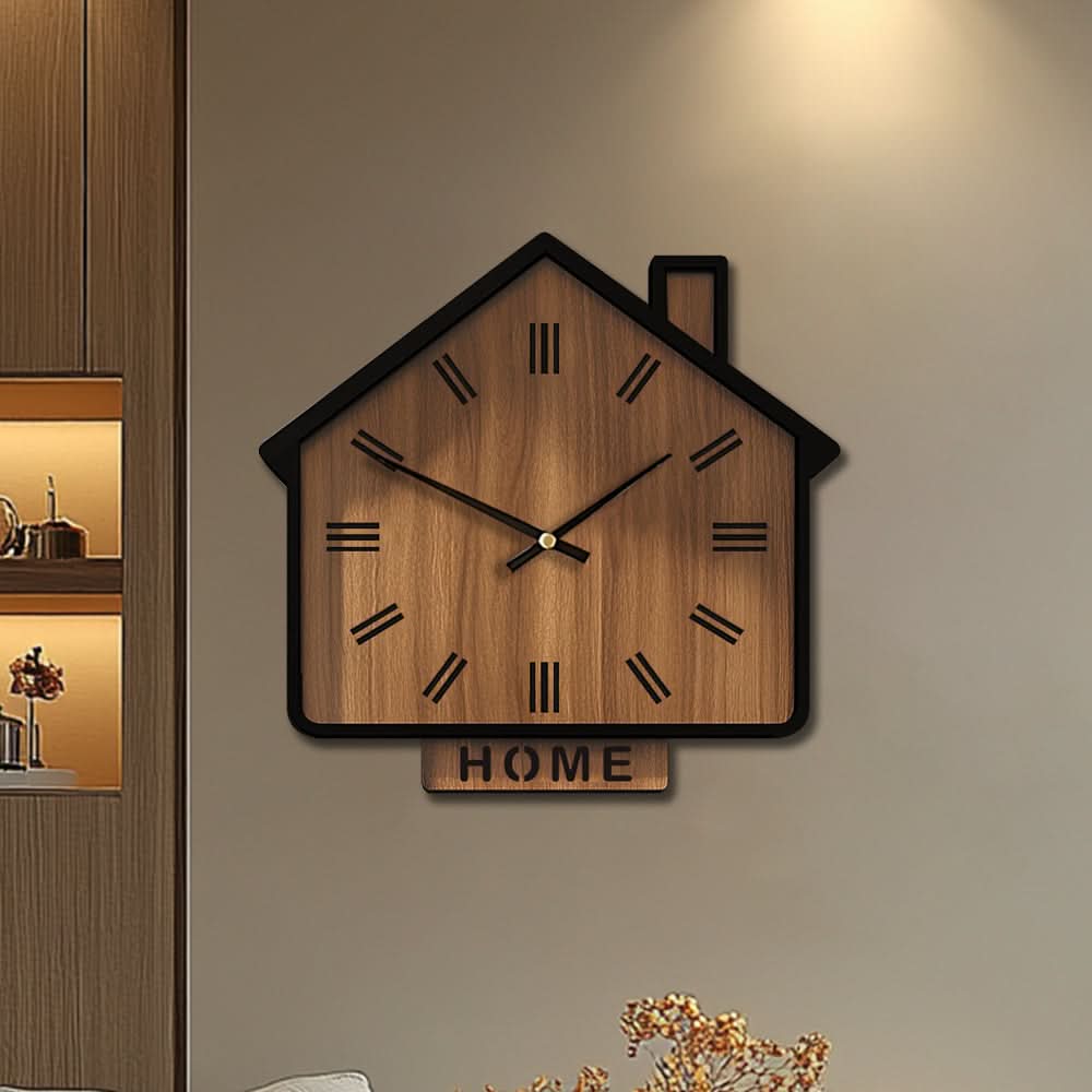 Charming Cottage Shaped Wooden Wall Timepiece