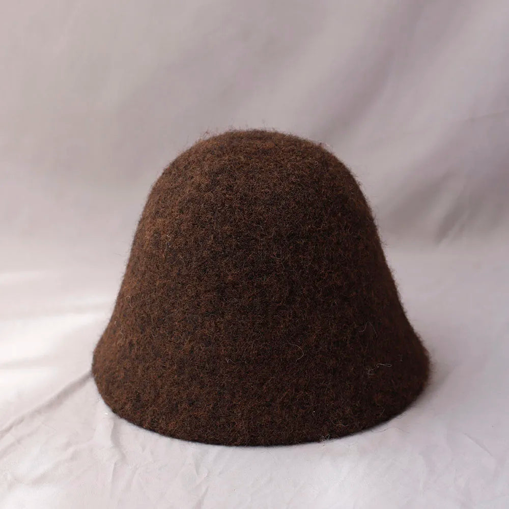 Chic Women's Woolen Bucket Hat for Winter Wear