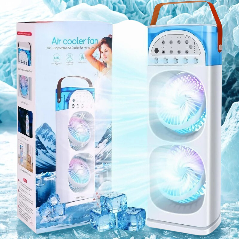 Compact 4-in-1 Air Cooler with Humidifier & LED Lighting