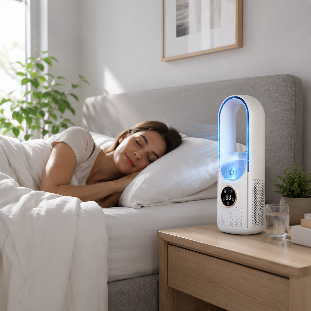 BreezyNest - Compact Bladeless Air Cooler for Peaceful Comfort