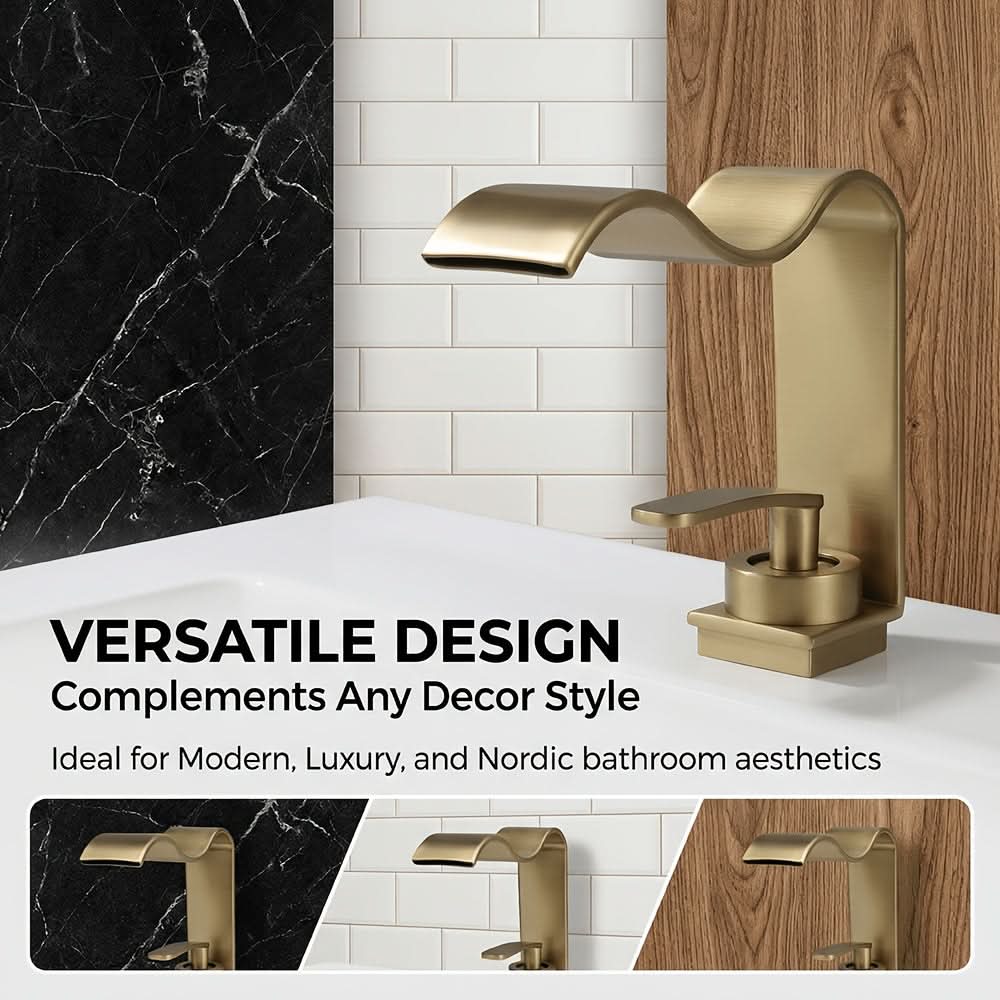 Elegant Waterfall Faucet in Brushed Brass Finish