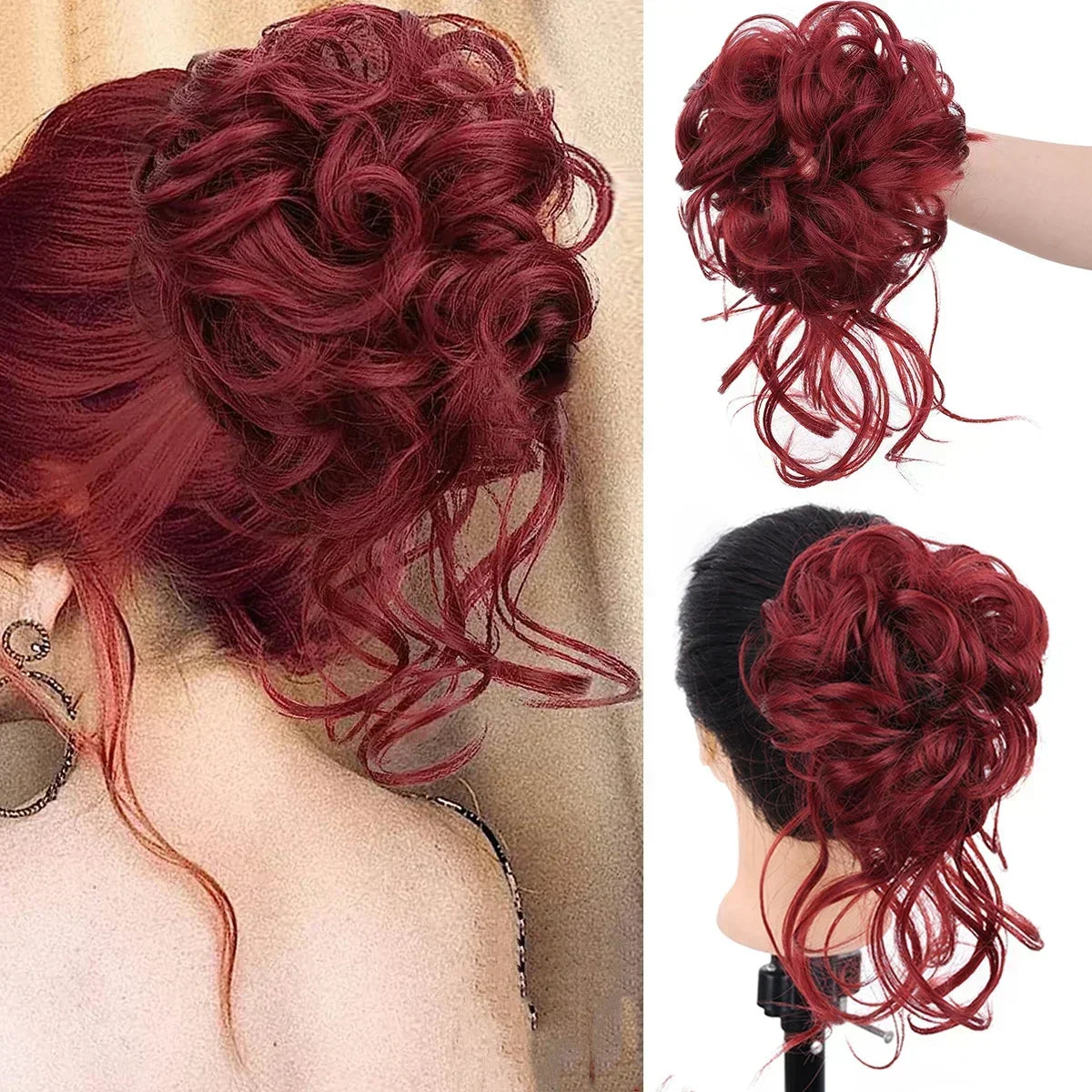 Effortless Volume Curly Bun Accessory – Clip-In Hairpiece for Instant Style