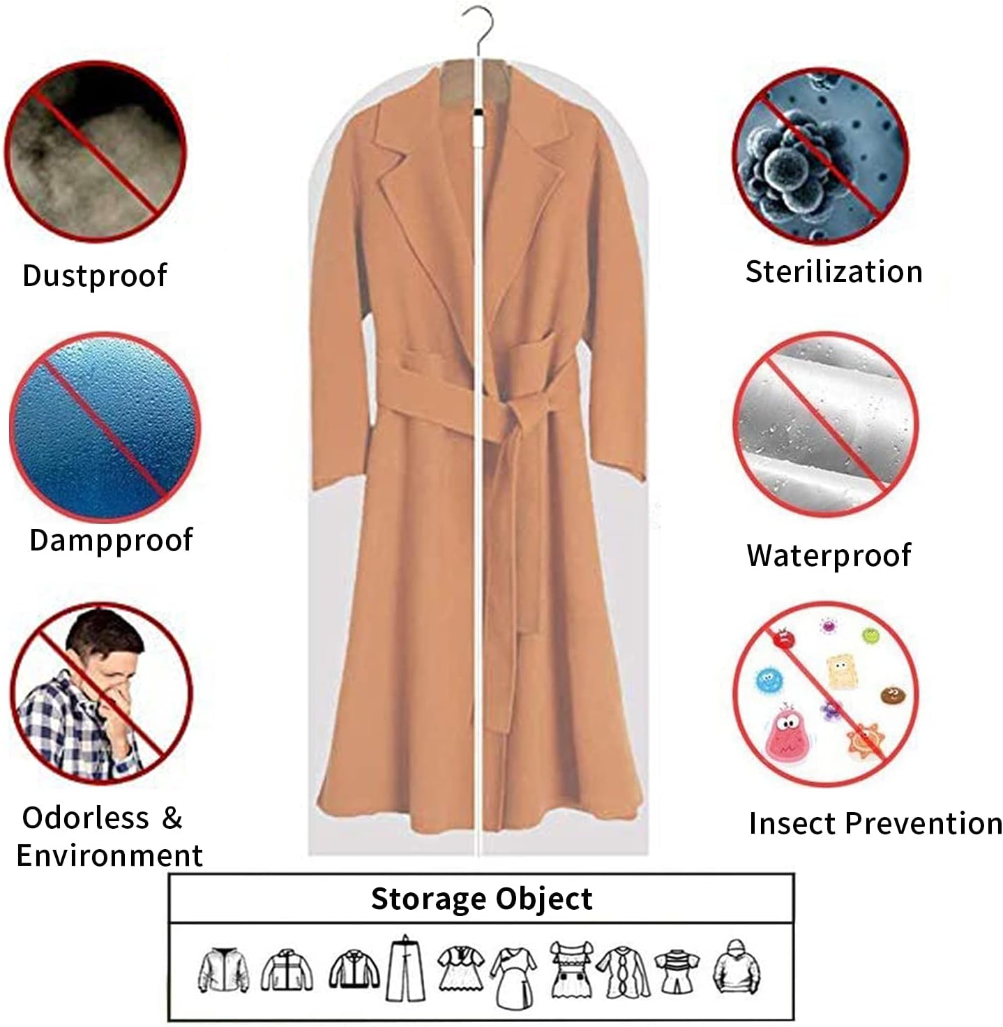 Dustproof Garment Protectors – 12 Clear PEVA Storage Bags, 2-for-1 Offer