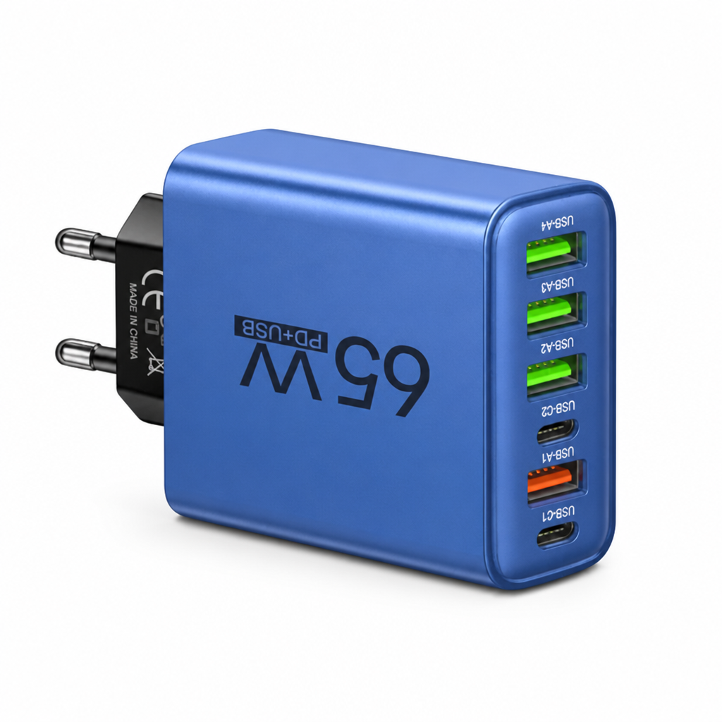 Compact 6-Port USB-C & USB-A Charging Hub