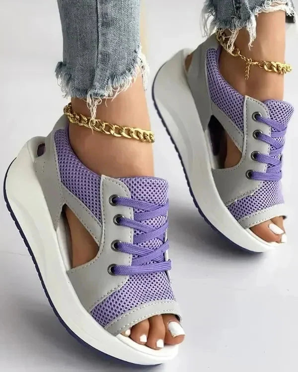 Stylish Lace-Up Cutout Comfort Sandals for Any Occasion