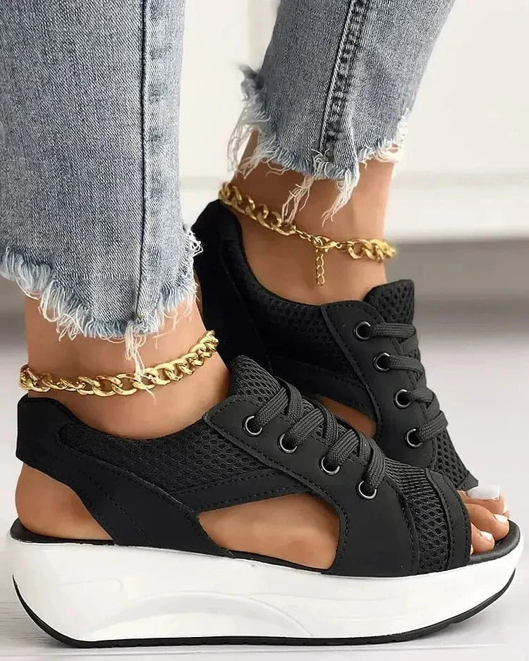 Stylish Lace-Up Cutout Comfort Sandals for Any Occasion