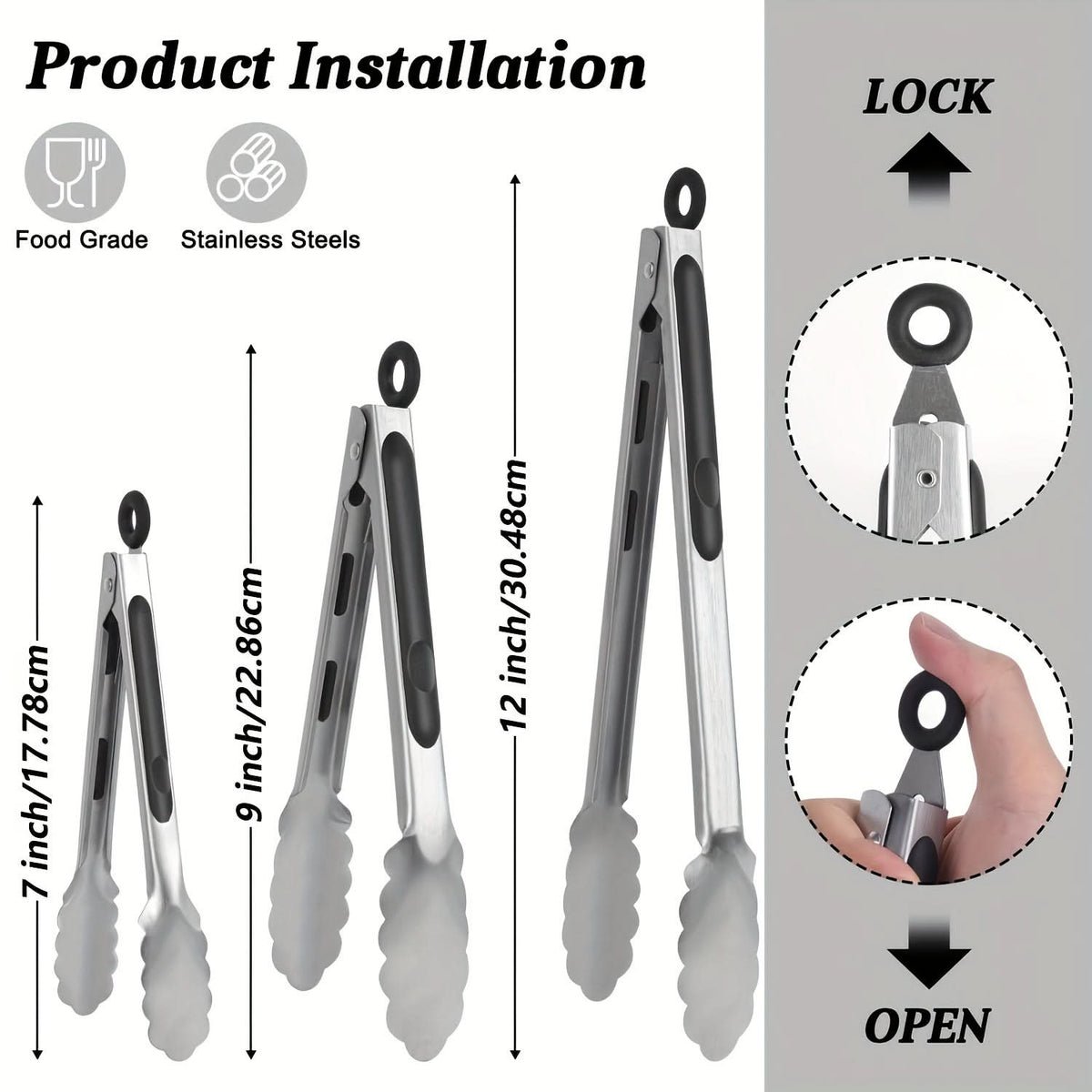 PrecisionGrip – Stainless Steel Locking Kitchen Tongs