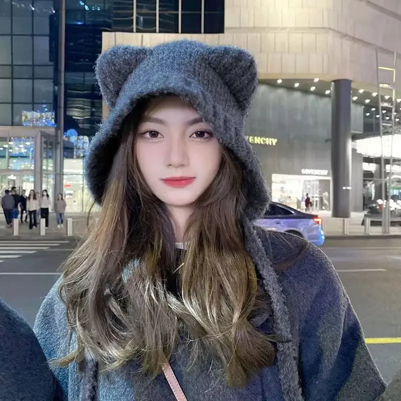 Charming Fuzzy Bear Ear Winter Beanie