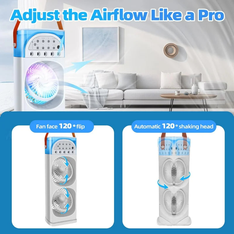 Compact 4-in-1 Air Cooler with Humidifier & LED Lighting