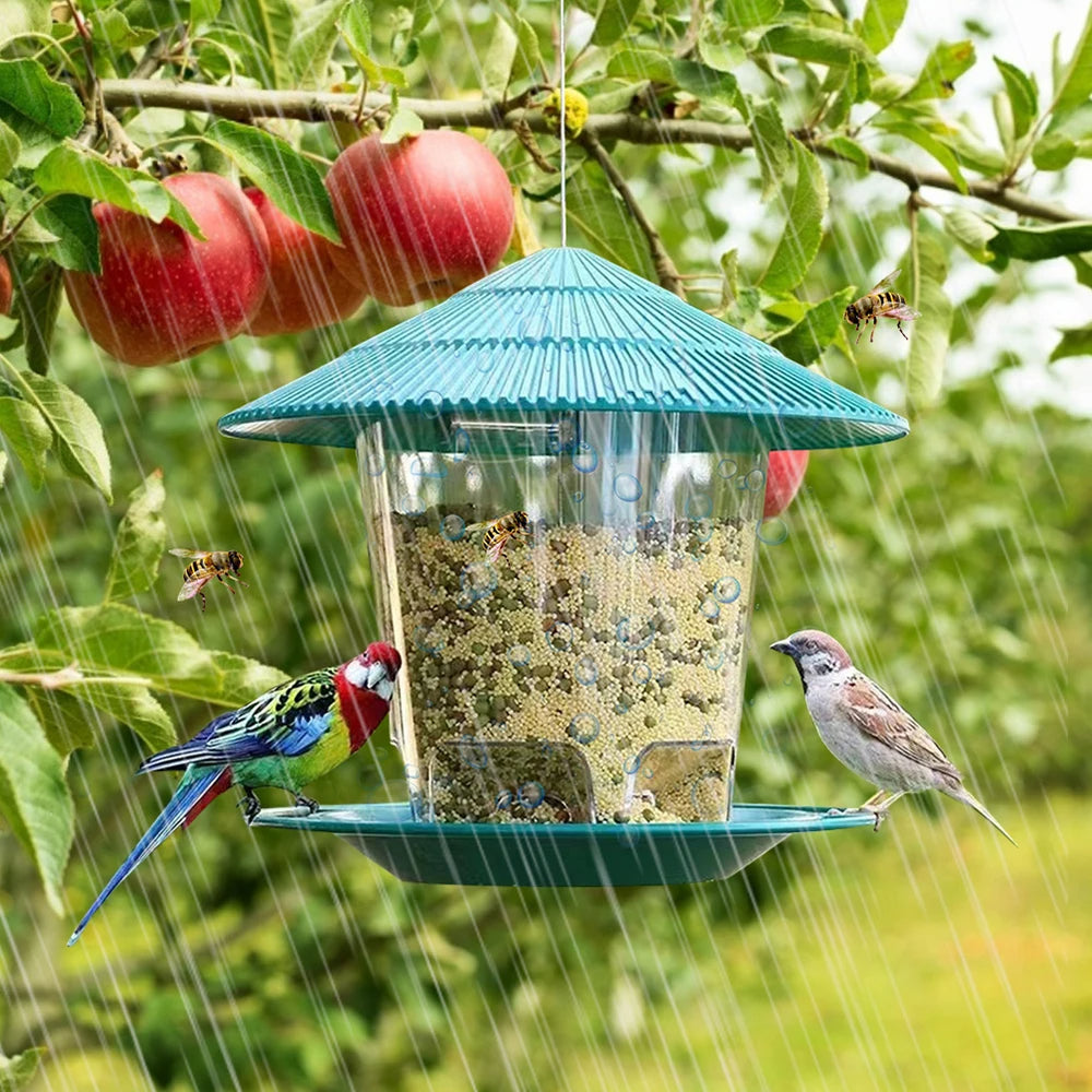 Elegant Hanging Bird Feeder with Self-Dispensing System