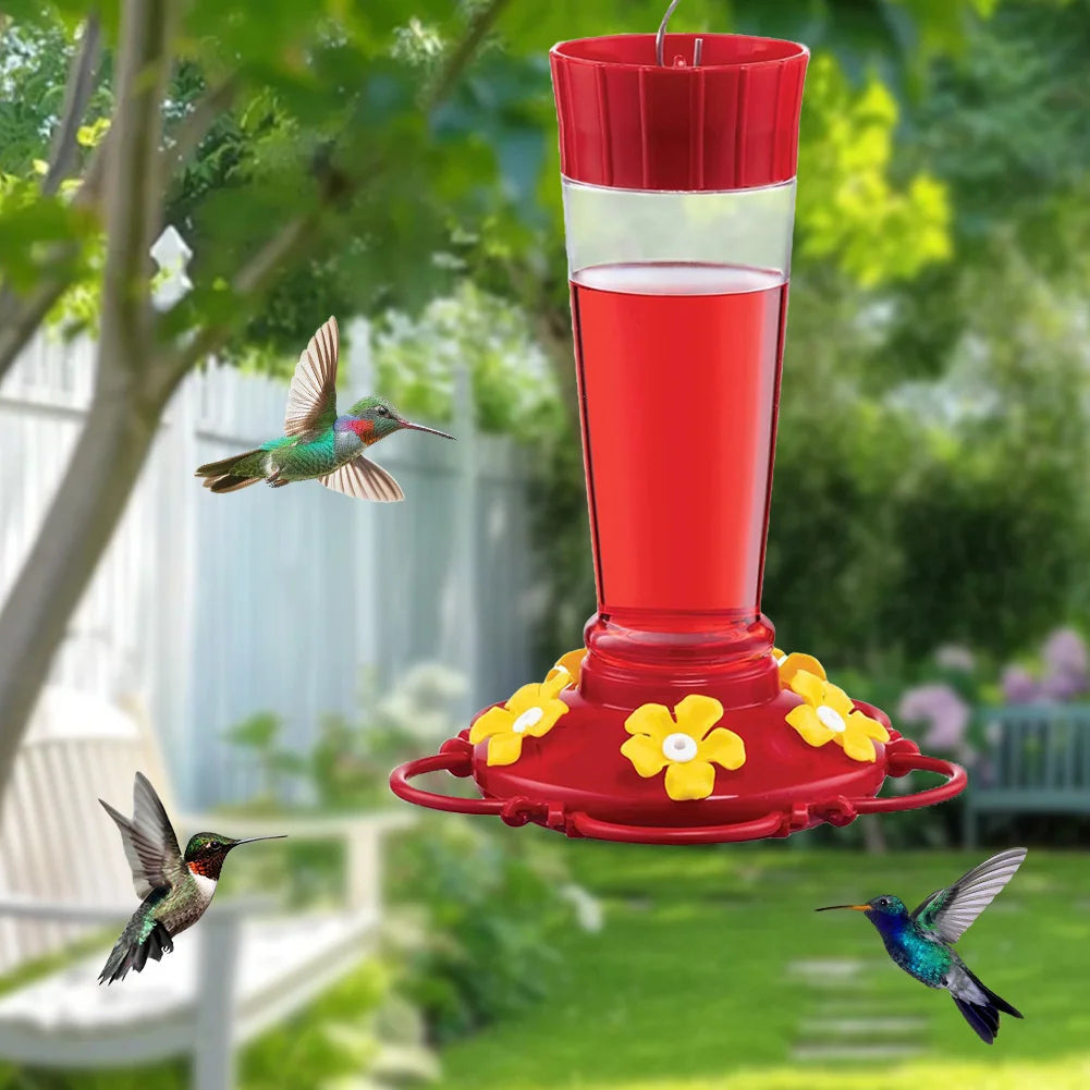 Spacious Red Hummingbird Feeder with Convenient Hook