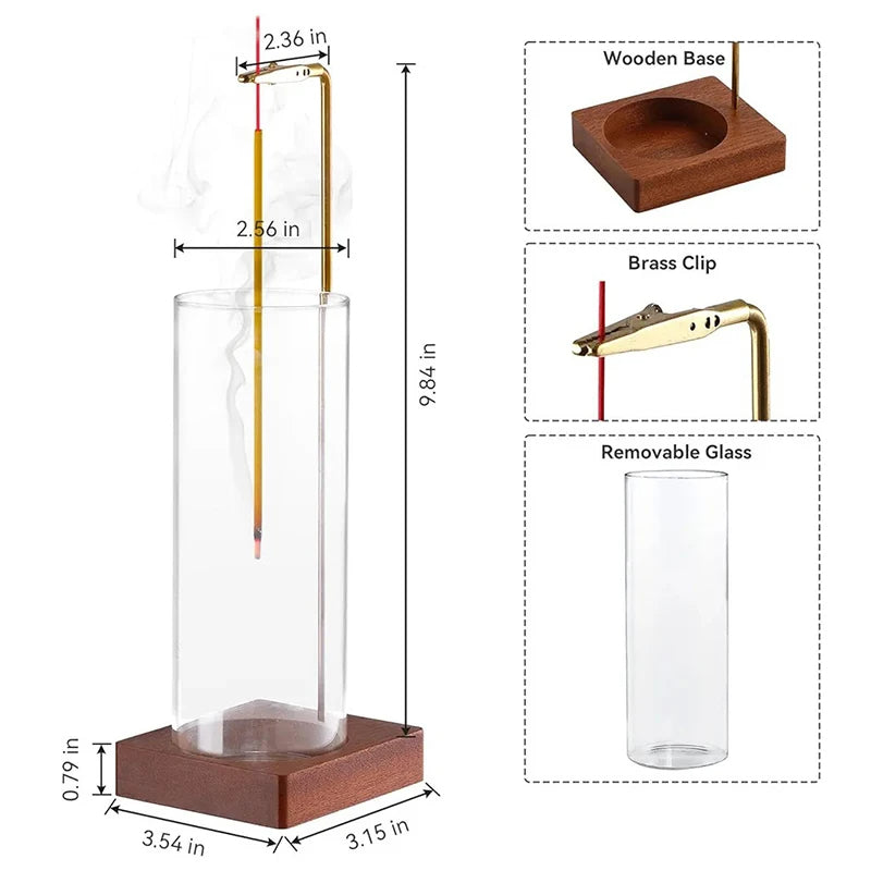 Elegant Glass Incense Stand with Detachable Ash Collector