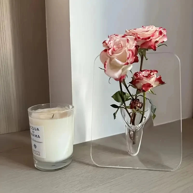 Sleek Acrylic Floral Display Frame and Vase