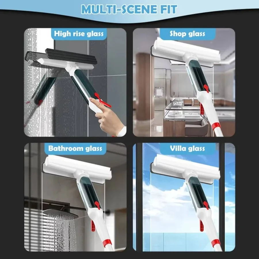 Extendable Glass Cleaner – 51" Telescoping Squeegee with Dual Head