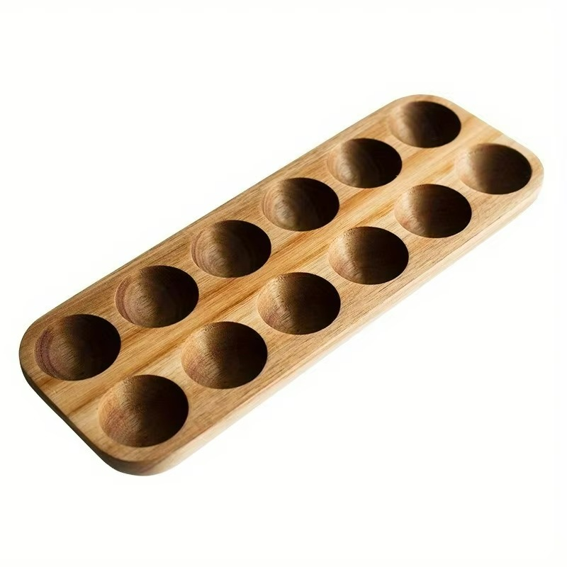Elegant Acacia Wood Egg Organizer for Kitchen & Fridge