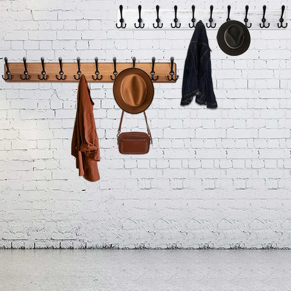 Elegant Wooden Wall-Mounted Coat Organizer with 10 Hooks