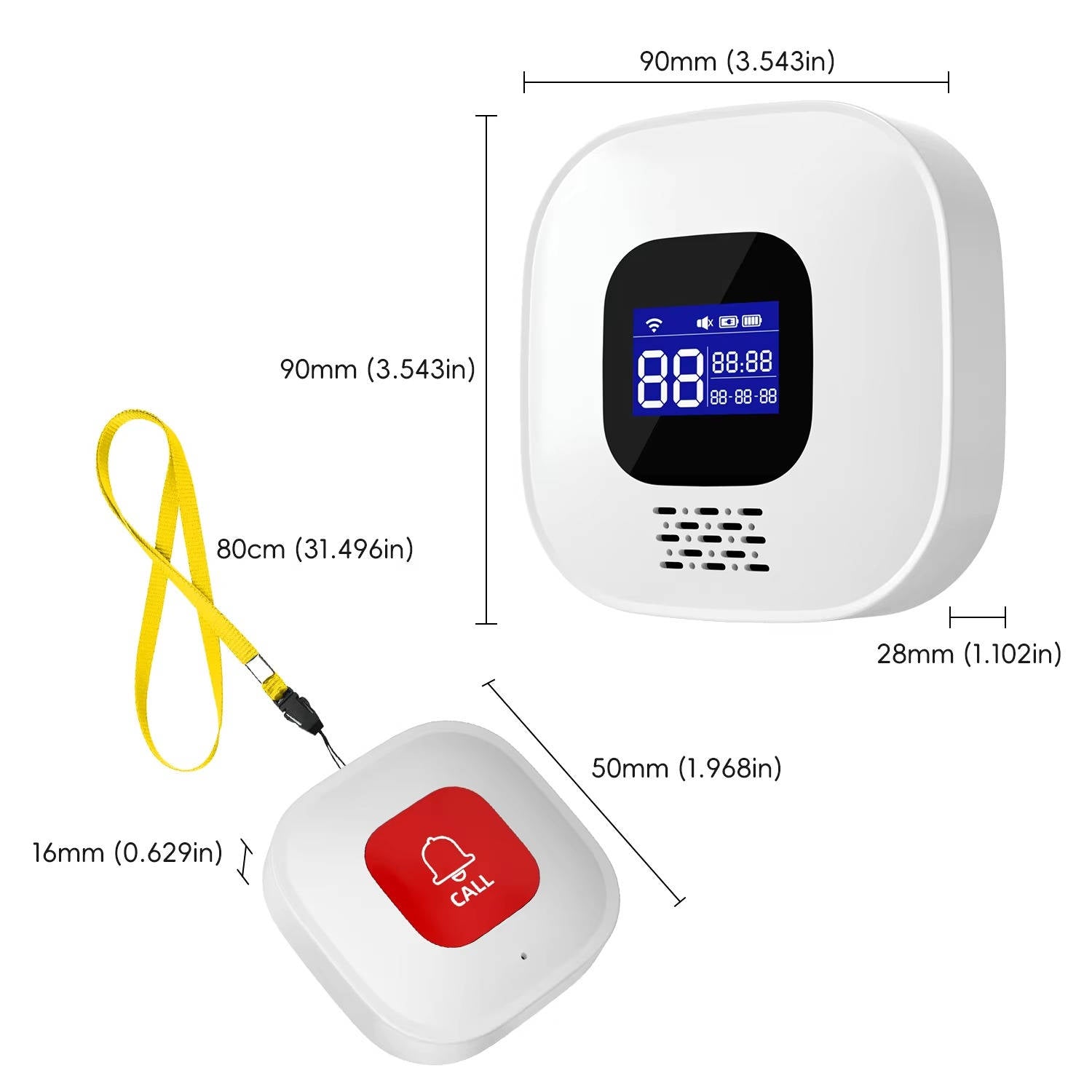 Senior Safety Alert Button – 328FT Wireless Caregiver System