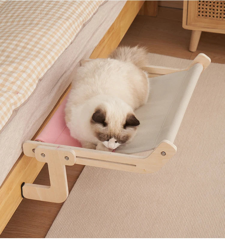 Chic Cat Lounger with Wooden Frame for Ultimate Comfort