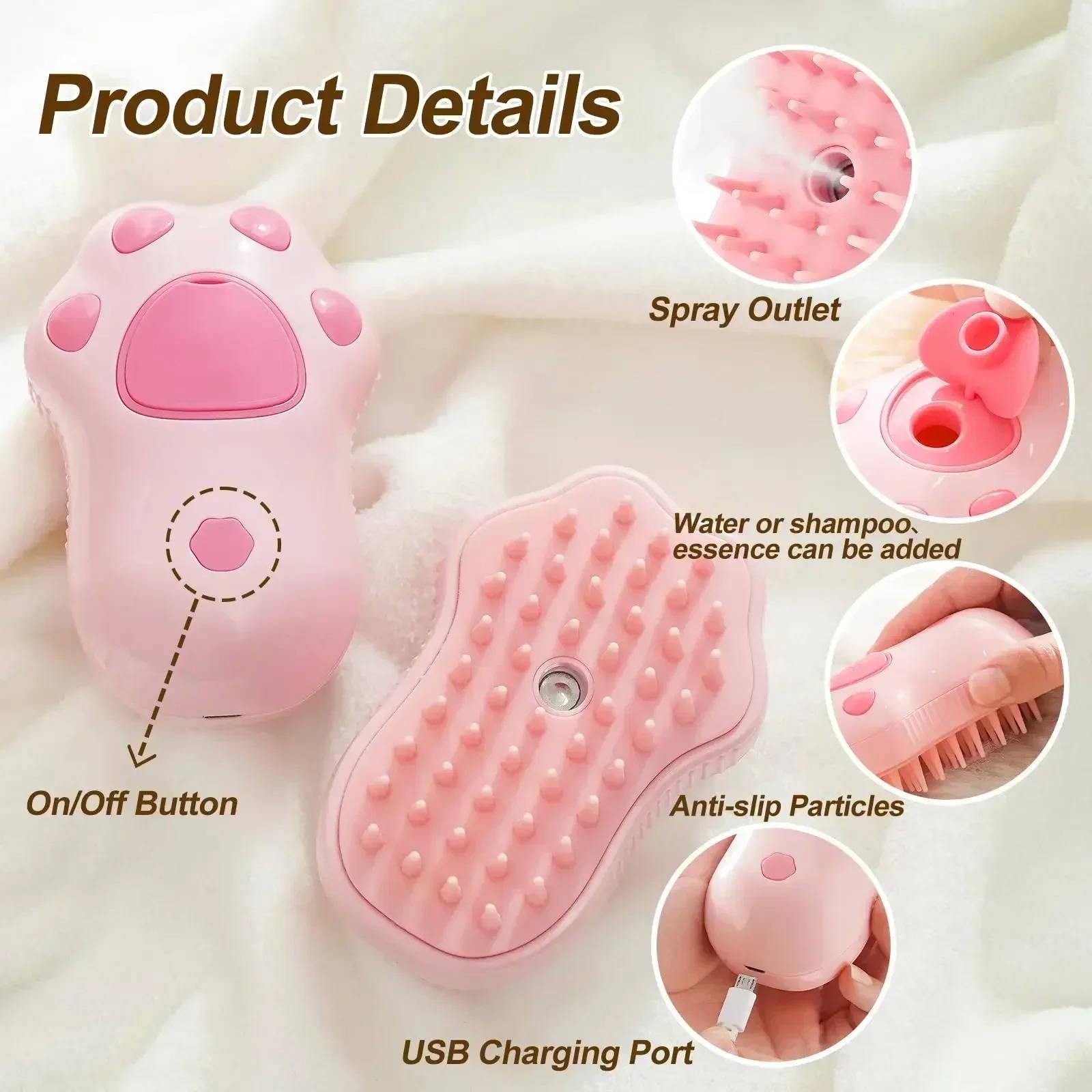 Steam-Infused Grooming Brush for Dogs