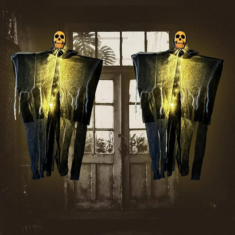 Eerie Glow Skull Halloween Outdoor Decor - Set of Two