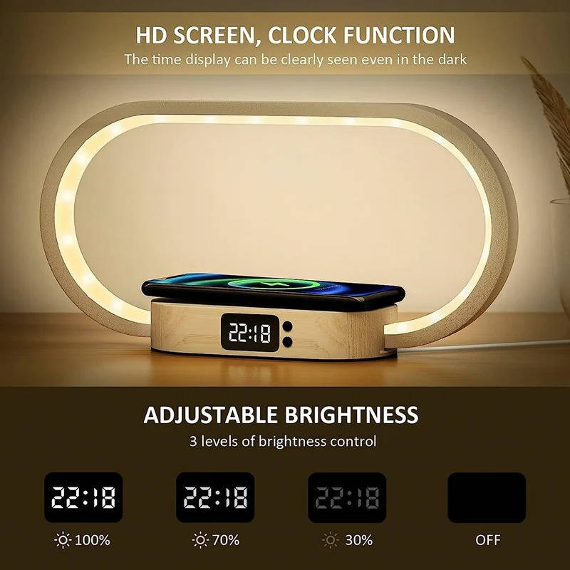 Smart Nightstand Companion with Wireless Charging & Ambient Light