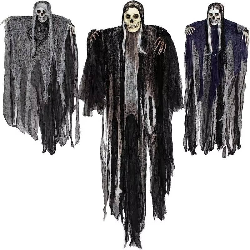 Chilling Halloween Hanging Reapers for Spooky Decor - Set of Three